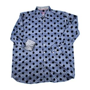 Luchiano Visconti Black Shirt 2XLB Blue Striped Black Velvet Polka Dot Turkey LS